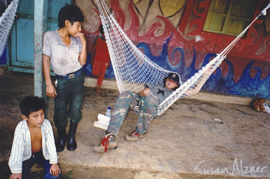 Amy Ray of Indigo Girls with boys from the Zapatista village of La Realidad in Chiapas, Mexico