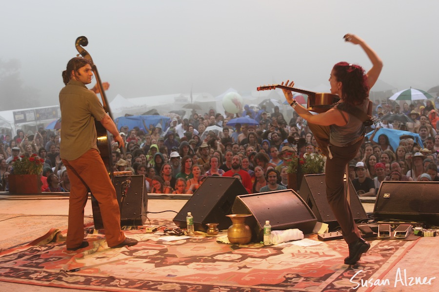 Ani DiFranco and Todd Sickafoose perform at Floyd Fest in Floyd, VA