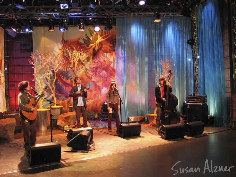 Ani DiFranco, Andrew Bird, Noe Venable and Todd Sickafoose rehearsing for the Late Night with Jay Leno show