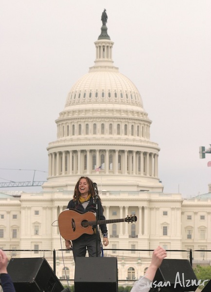 Ani DiFranco performs at the March for Women's Lives in Washington, DC